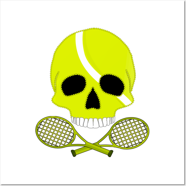 Tennis Ball Skull and Crossed Rackets Wall Art by Nuletto